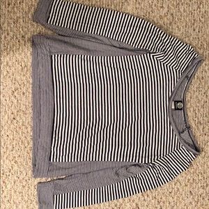 Navy blue and white striped shirt